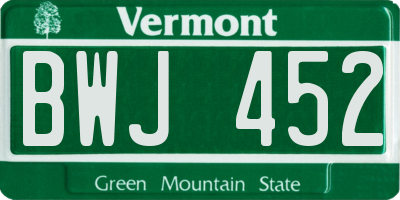 VT license plate BWJ452