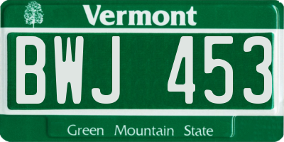 VT license plate BWJ453