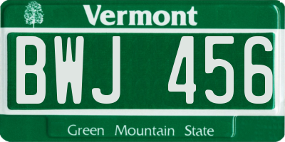 VT license plate BWJ456