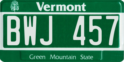 VT license plate BWJ457