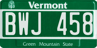 VT license plate BWJ458