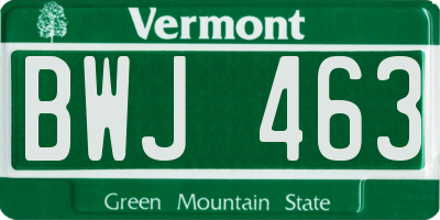 VT license plate BWJ463