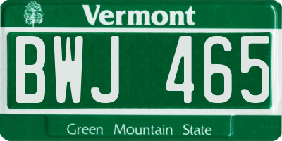 VT license plate BWJ465