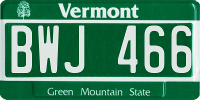 VT license plate BWJ466