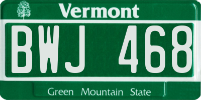VT license plate BWJ468