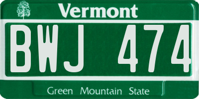VT license plate BWJ474