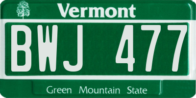 VT license plate BWJ477