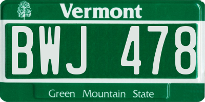 VT license plate BWJ478