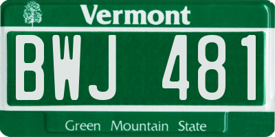 VT license plate BWJ481