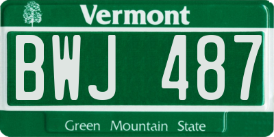 VT license plate BWJ487