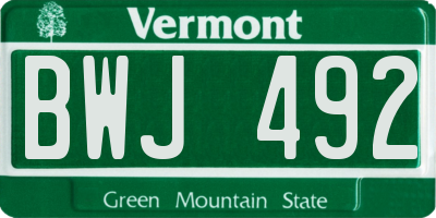 VT license plate BWJ492