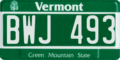 VT license plate BWJ493