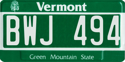 VT license plate BWJ494