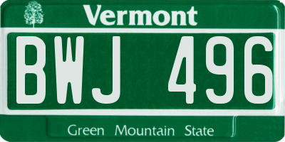 VT license plate BWJ496