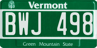 VT license plate BWJ498