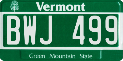 VT license plate BWJ499