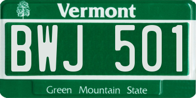 VT license plate BWJ501