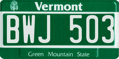 VT license plate BWJ503