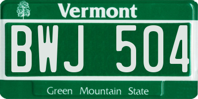 VT license plate BWJ504