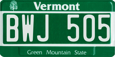 VT license plate BWJ505