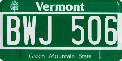 VT license plate BWJ506