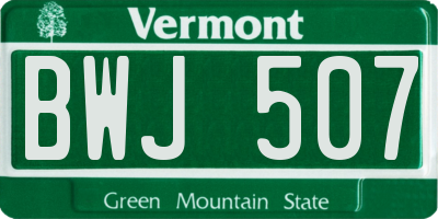 VT license plate BWJ507