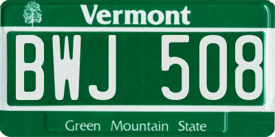VT license plate BWJ508