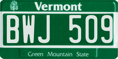 VT license plate BWJ509