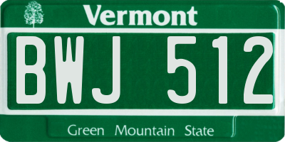 VT license plate BWJ512