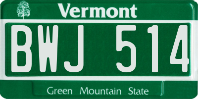 VT license plate BWJ514
