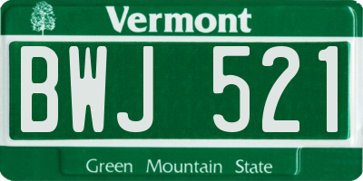 VT license plate BWJ521
