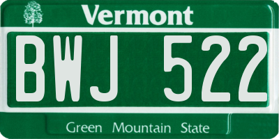 VT license plate BWJ522