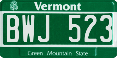 VT license plate BWJ523