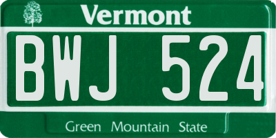 VT license plate BWJ524