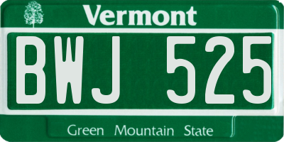 VT license plate BWJ525
