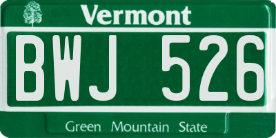 VT license plate BWJ526