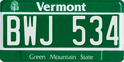 VT license plate BWJ534