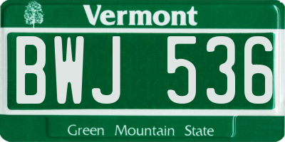 VT license plate BWJ536