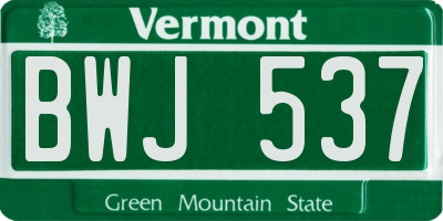 VT license plate BWJ537