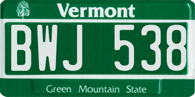 VT license plate BWJ538