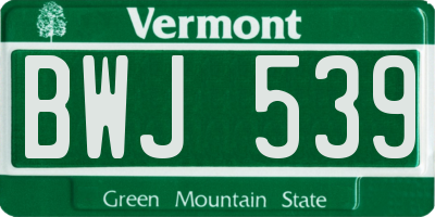 VT license plate BWJ539