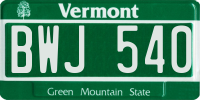 VT license plate BWJ540