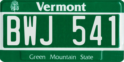 VT license plate BWJ541
