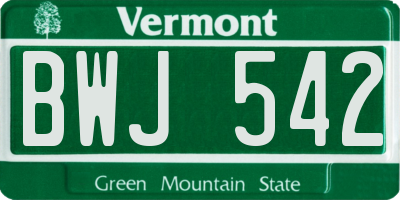 VT license plate BWJ542