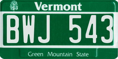 VT license plate BWJ543