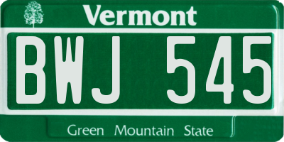 VT license plate BWJ545