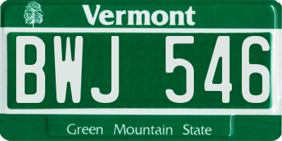 VT license plate BWJ546