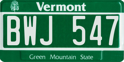 VT license plate BWJ547