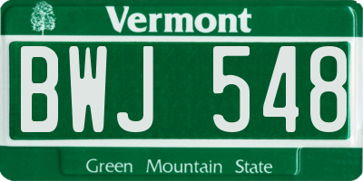 VT license plate BWJ548