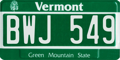 VT license plate BWJ549